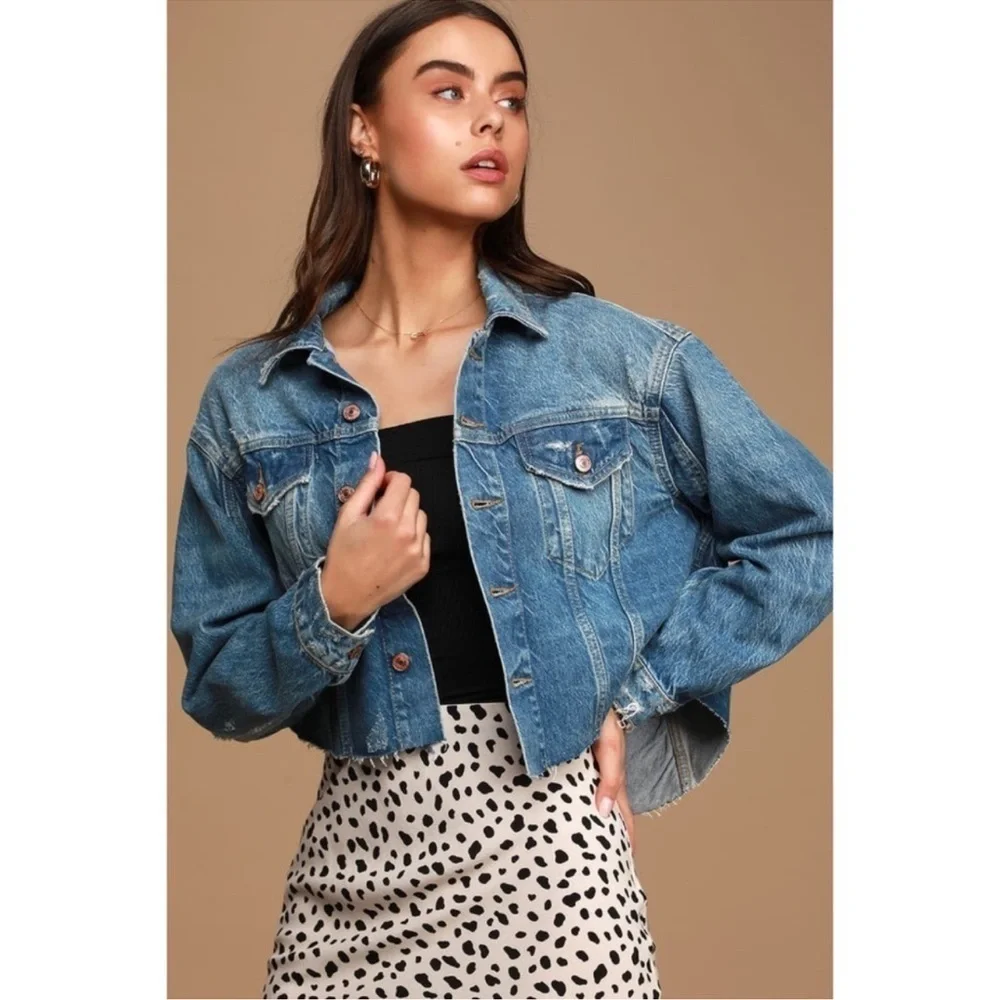 Free People Amelia Slouchy Denim Trucker Jacket Size Small - Picture 8 of 8